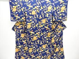 草花に仕覆模様小紋着物